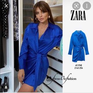 Zara Satin Effect Wrap Dress. New W/Tags.